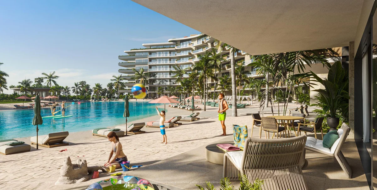 Render de playa artificial de Bonita Beach en Cap Cana
