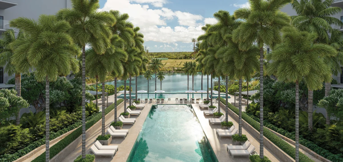 Render de piscina lago de Cassa Juanillo en Cap Cana