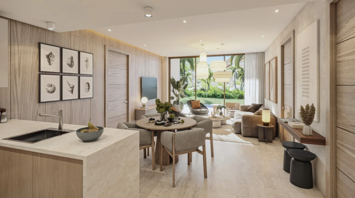 Render de interior de The One en Cap Cana