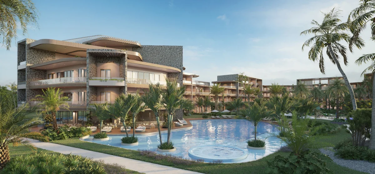Render de piscina de The One en Cap Cana