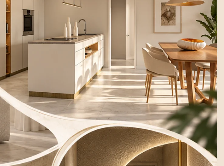 Render de comedor de Reef & Golf en Cap Cana